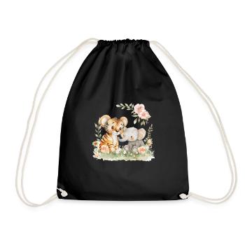 Cute Tiger And Elephant Friends - Turnbeutel - Schwarz - Vorne
