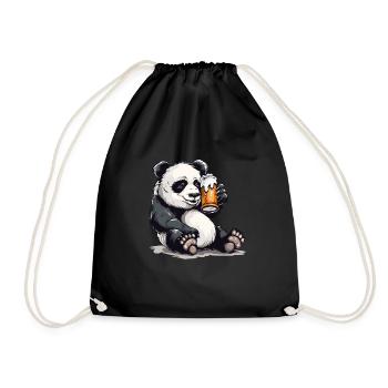 Cute Panda Drinking Beer 2 - Turnbeutel - Schwarz - Vorne