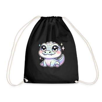 Super Cute Kawaii Baby Crocodile - Turnbeutel - Schwarz - Vorne