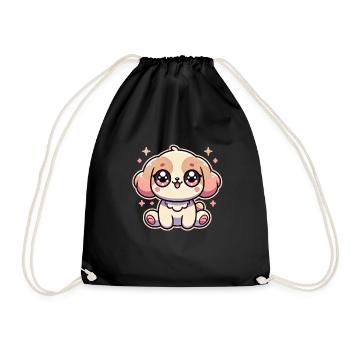 Super Cute Kawaii Baby Dog - Turnbeutel - Schwarz - Vorne