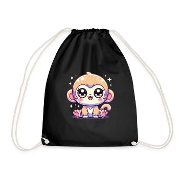 Super Cute Kawaii Baby Monkey - Turnbeutel - Schwarz - Vorne