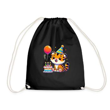 Tiger Kid Celebrating Birthday - Turnbeutel - Schwarz - Vorne