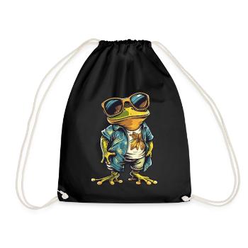 Frosch Lustig Sommer - Turnbeutel - Schwarz - Vorne