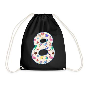 HOLIDAY NUMBER 8 YEARS SUMMER 8TH BIRTHDAY - Drawstring Bag - black - Front