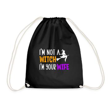 I m not a witch im your wife white - Hexe - Drawstring Bag - black - Front