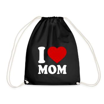 I love mom - Drawstring Bag - black - Front