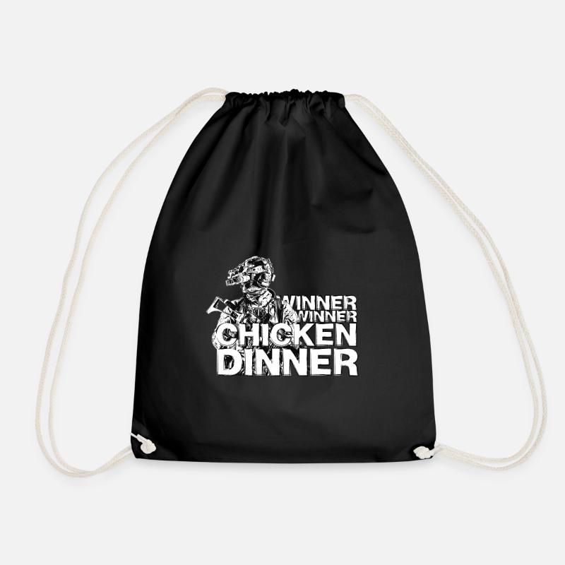 Winner Winner Chicken Dinner Gamer gift - Drawstring Bag - black