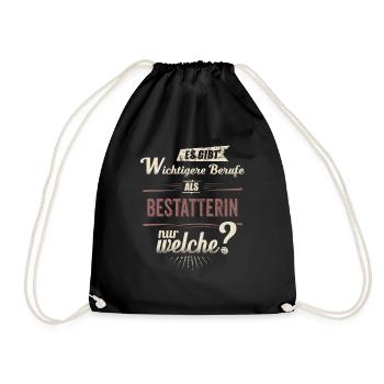Wichtigere Berufe als - Bestatterin - rot retro - - Drawstring Bag - black - Front