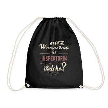 Wichtigere Berufe als - Inspektorin - rot retro - - Drawstring Bag - black - Front