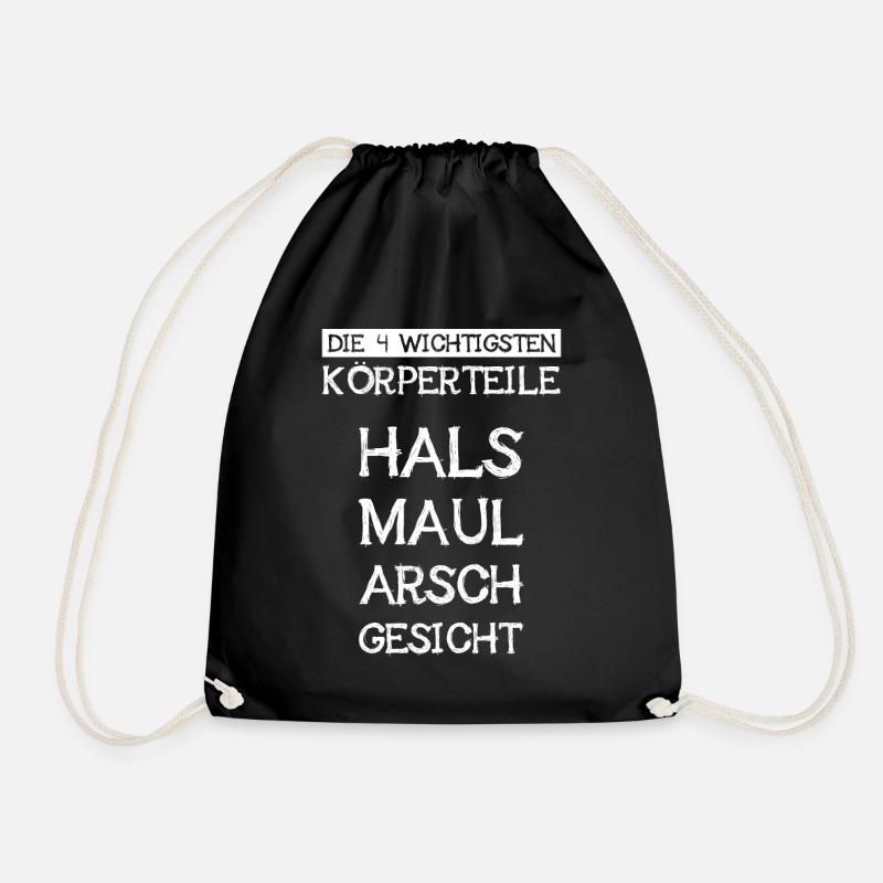 4 Wichtigsten Körperteile Hals Maul Arsch Gesicht - Turnbeutel - Schwarz