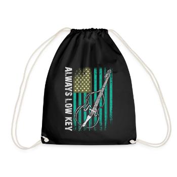 More Bass Double Bass with American Flag - Drawstring Bag - black - Front