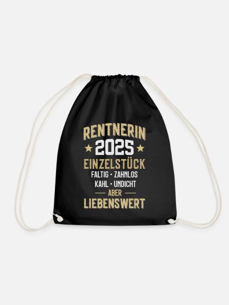 RENTE RENTNERIN 2025 - Turnbeutel - Schwarz
