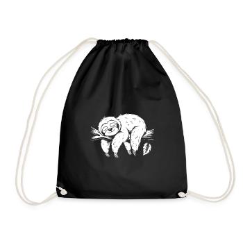 Cute sloth on the tree stay calm - Drawstring Bag - black - Front