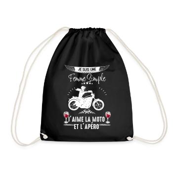 Femme Motarde simple Moto Apero Vin - Sac de sport léger - noir - Devant