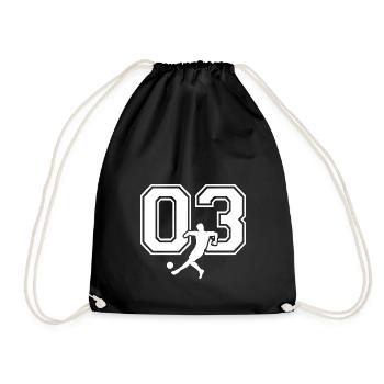 Soccer Number 03 Soccer Player - Drawstring Bag - black - Front