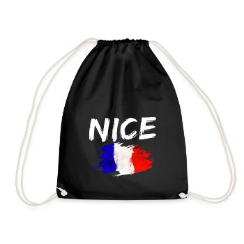 Nice France Flag Nice - Drawstring Bag - black - Front