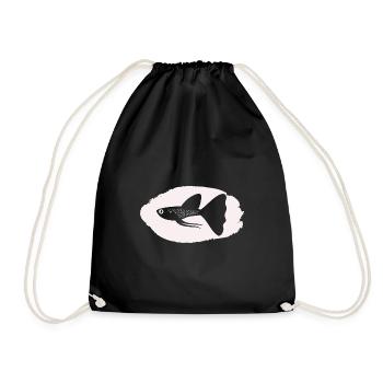 Fish Aquarium Marine Animal Climate Environmental Protection - Drawstring Bag - black - Front