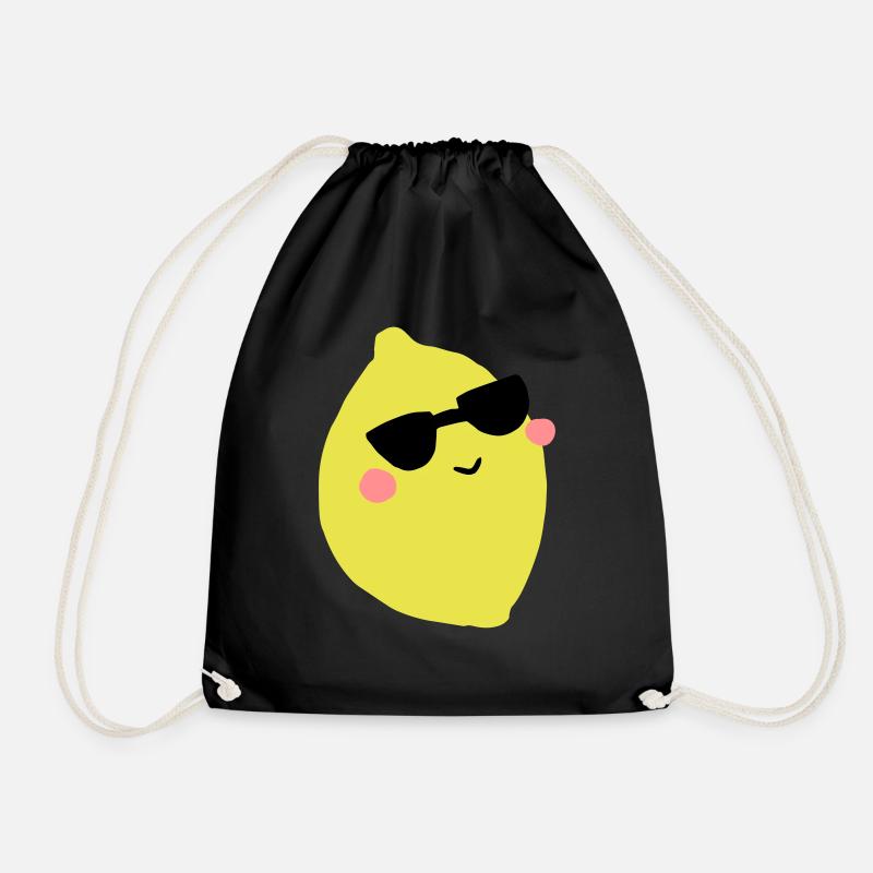 lemon - Drawstring Bag - black