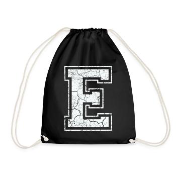 Letter S in white in the used look - Drawstring Bag - black - Front