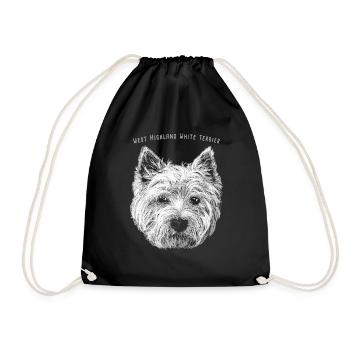 West Highland White Terrier 03 - Drawstring Bag - black - Front