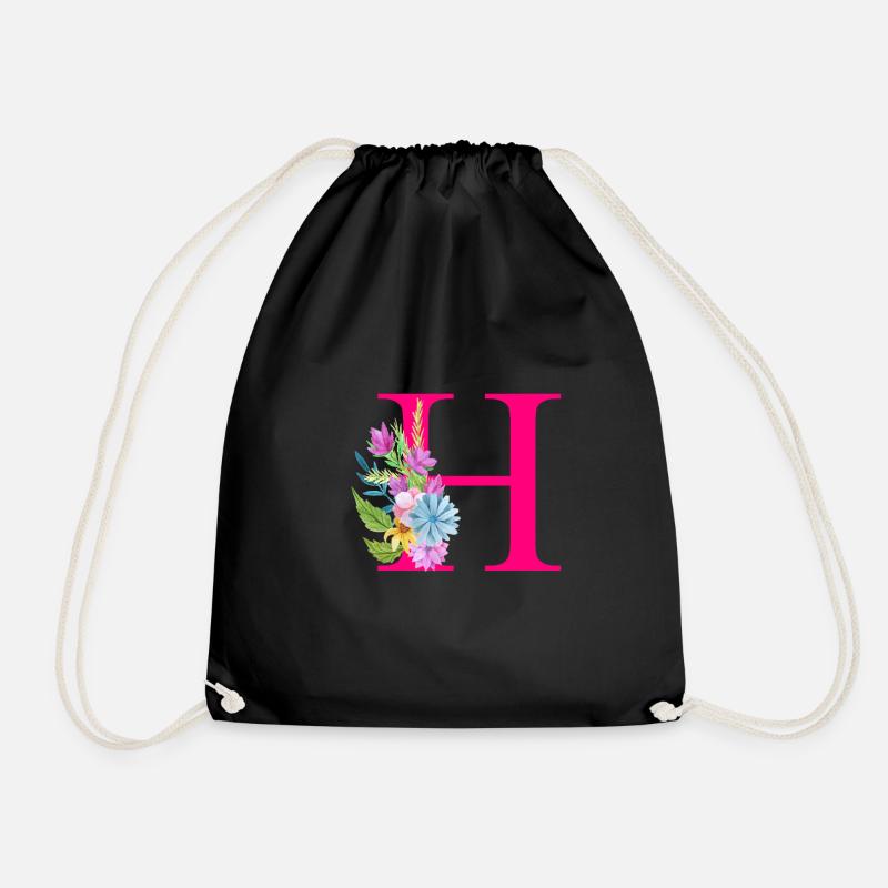H Buchstabe Pink - Turnbeutel - Schwarz