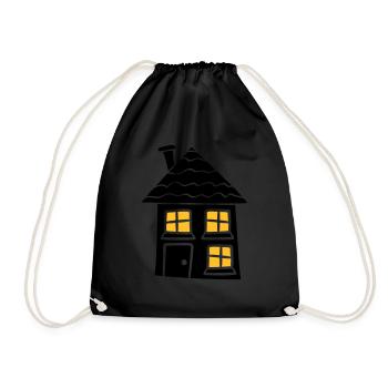 nacht licht fenster dunkel schwarz süßes kleines h - Turnbeutel - Schwarz - Vorne