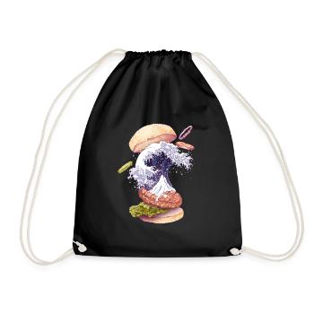 KANAGAWA BURGER - Drawstring Bag - black - Front