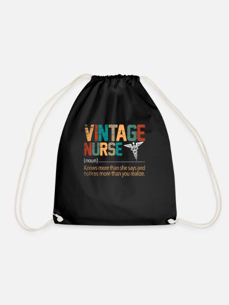 Vintage Nurse - Drawstring Bag - black