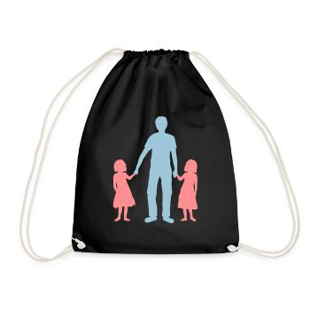 Father 2 daughters - Drawstring Bag - black - Front