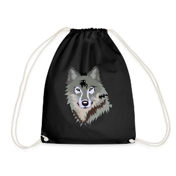 Wolf - Drawstring Bag - black - Front
