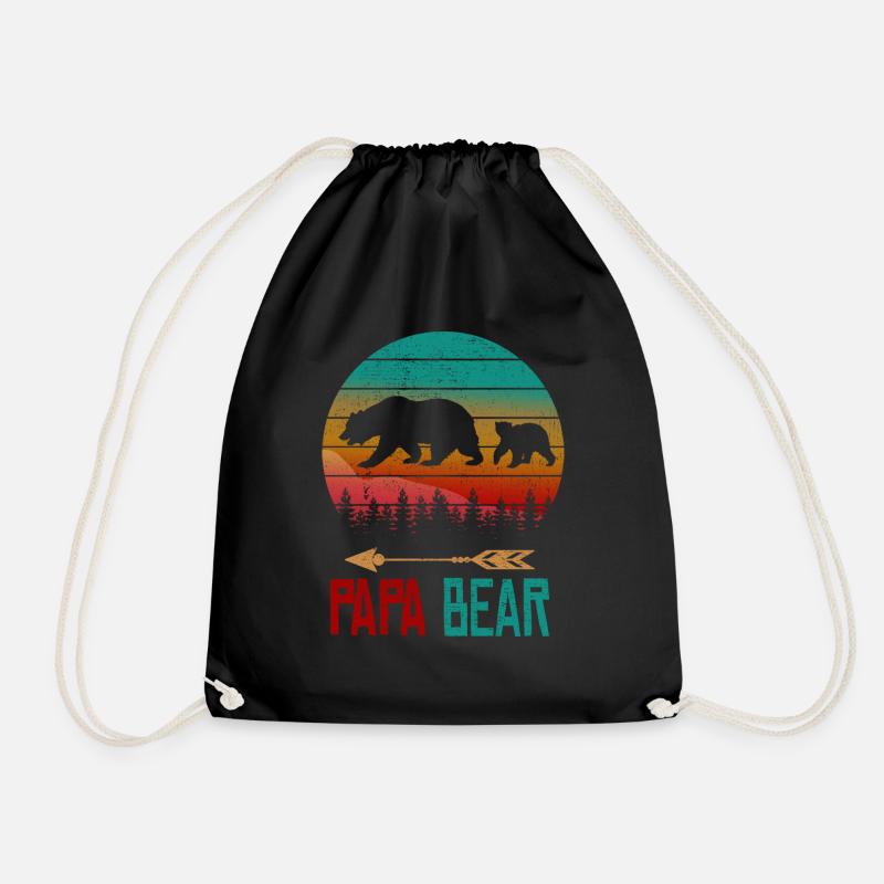 Proud Happy Dad Bear Father Wilderness Dad - Drawstring Bag - black