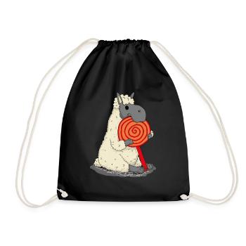Alpagas lama avec une sucette mouton moelleux - Sac de sport léger - noir - Devant