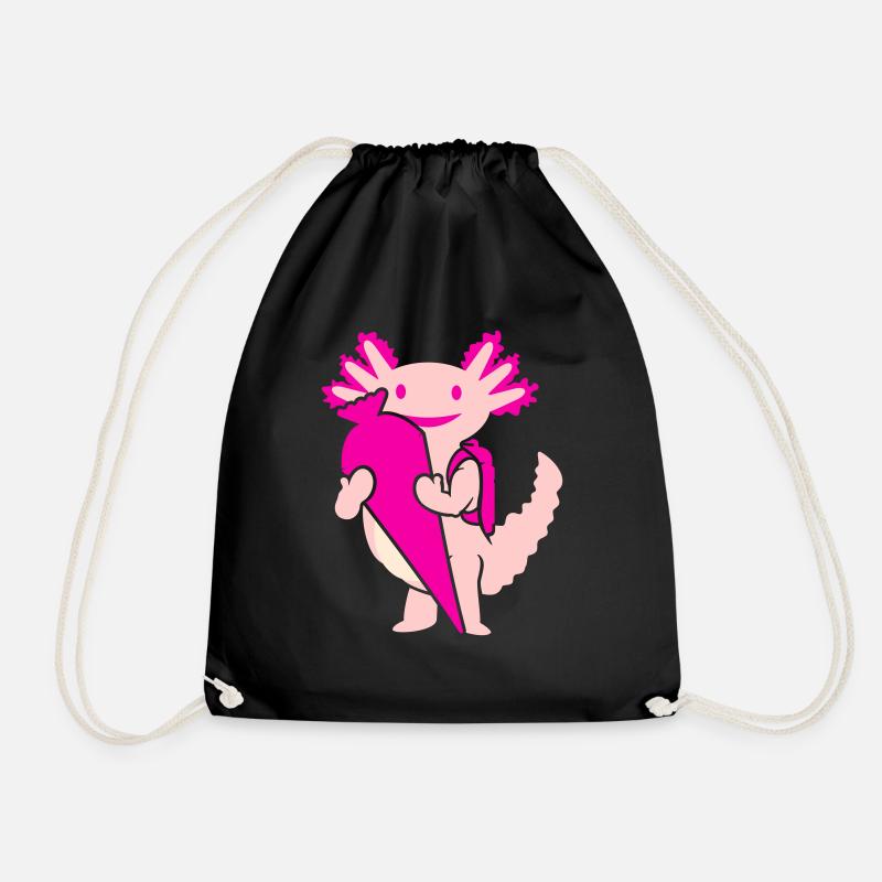 Knuffiger Erstklässler Axolotl Fragen (3c) - Turnbeutel - Schwarz