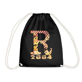 R 2004 Name Geburtsjahr Geschenk - Turnbeutel - Schwarz - Vorne