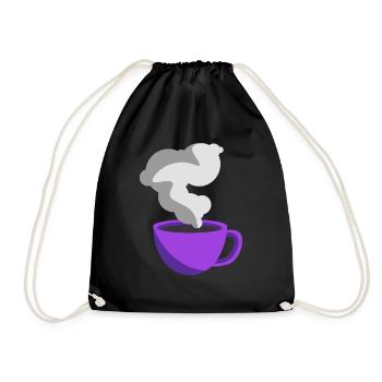 Coffee Illustration Minimalist Sticker - Drawstring Bag - black - Front
