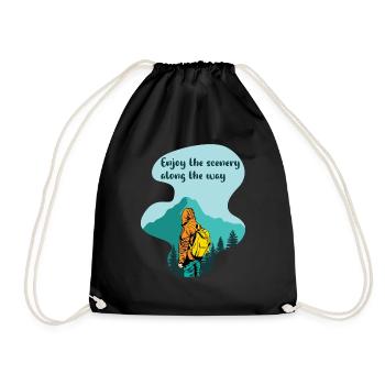 Enjoy the Scenery Along the Way - Drawstring Bag - black - Front