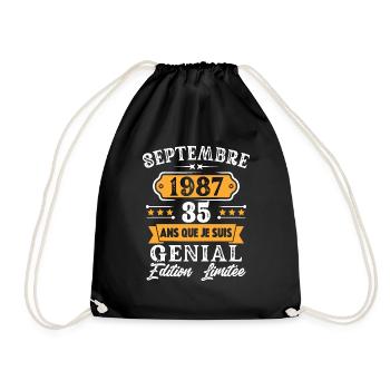 Cadeau D'anniversaire 35 Ans Septembre 1987 Rétro - Sac de sport léger - noir - Devant