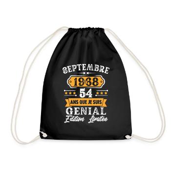 Cadeau D'anniversaire 54 Ans Septembre 1968 Rétro - Sac de sport léger - noir - Devant