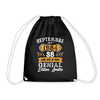 Cadeau D'anniversaire 38 Ans Septembre 1984 Rétro - Sac de sport léger - noir - Devant