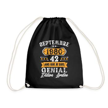 Cadeau D'anniversaire 42 Ans Septembre 1980 Rétro - Sac de sport léger - noir - Devant