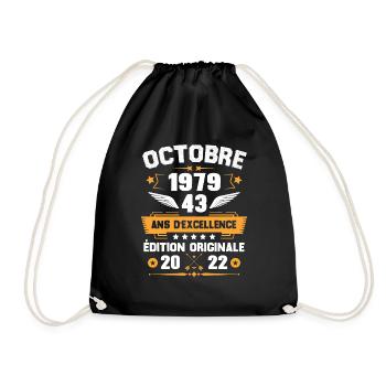 Octobre 1979 Idée Cadeau D'anniversaire 43 Ans - Sac de sport léger - noir - Devant