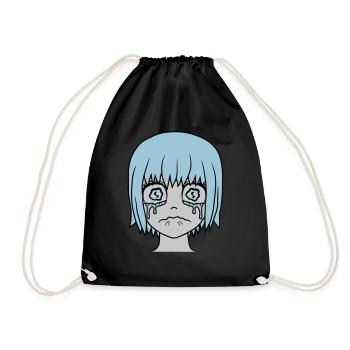 Visage de fille triste et malheureuse - Sac de sport léger - noir - Devant