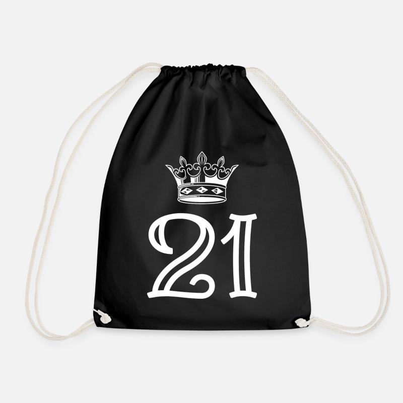 21 Zahl Krone - Turnbeutel - Schwarz