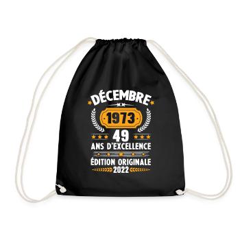 Cadeau D'anniversaire Rétro 49 Ans Décembre 1973 - Sac de sport léger - noir - Devant
