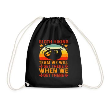 Sloth Hiking Team we will get there when we get... - Drawstring Bag - black - Front