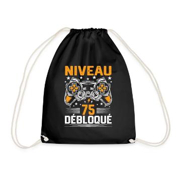Niveau 75 débloqué / Anniversaire 75 ans gamer - Sac de sport léger - noir - Devant