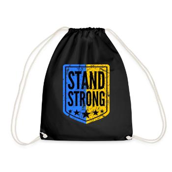 Ukraine stood strong coat of arms support - Drawstring Bag - black - Front