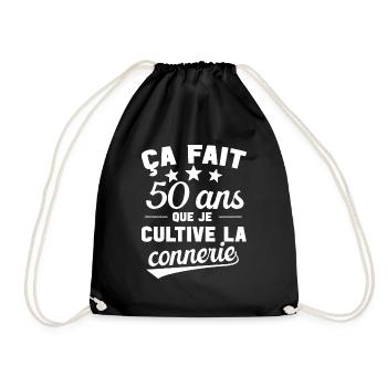 50 ans que je cultive la connerie anniversaire - Sac de sport léger - noir - Devant