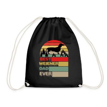 Best Weiner Dad Ever Halloween Dog Gifts - Drawstring Bag - black - Front