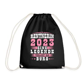 Rentnerin 2023 Ruhestand Rente - Turnbeutel - Schwarz - Vorne